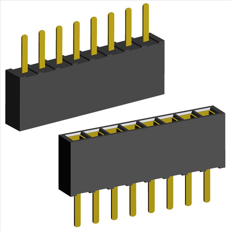 1.27mm PCB Socket Single Row Bottom Colsed Straight Dip Type